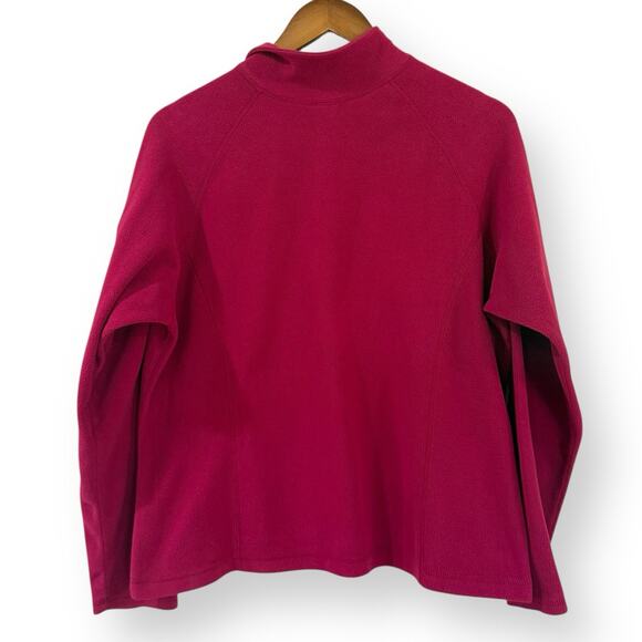 LL Bean Sweater Womens Large Pink Magenta 1/4 Zip Fleece Outdoor Casual Pullover - Picture 5 of 10